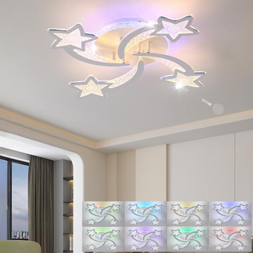STCH Kinderzimmer Deckenlampe, LED Deckenleuchte Dimmbar, Schlafzimmerlampe | Led deckenleuchte moderne, Kinder deckenlampe, Mehrfarbige deckenlampe, Küchenhängelampe, Nachtlicht & Memory-Funktion, 60W