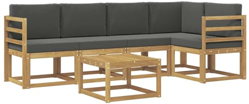 vidaXL Outdoor-Sofagarnitur 6 pcs Weiß und Anthrazit Massivholz Akazie, Outdoor-Ecksofa, modernes Lounge-Set für Garten, Robustes Sitzmöbel für Terrasse, Entspannen