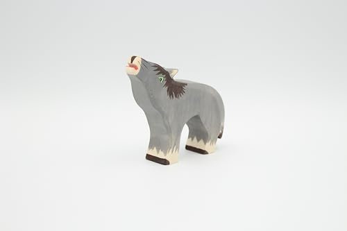 Holzspielwaren Ackermann Wolf aus Holz – Bauernhof Holzspielzeug, aus Schwäbischer Handarbeit (100% ökologisch)