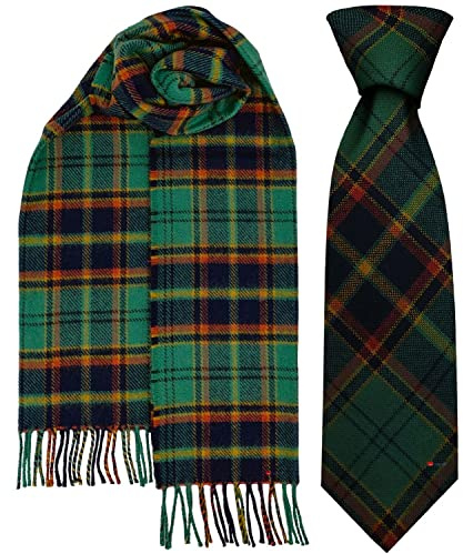 I LUV LTD Mens Scarf & Tie Gift Set Irish County Antrim Tartan Plaid 100% Wool
