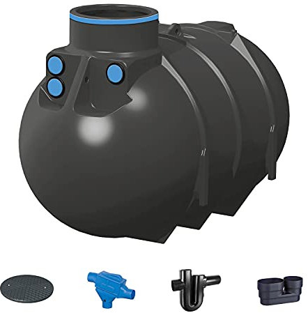 PREMIER TECH AQUA GmbH Zisterne 2600 Liter Erdtank Blueline II Profi mit Deckel, Filter, ber. Zulauf und Siphon - Kunststoff, Kunststoffzisterne, Komplettset