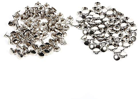 Garsent Remaches huecos, 10 x 8 mm Remaches de cuero de doble tapa de hierro para decoración de reparaciones artesanales de bricolaje 100 piezas(Plata)