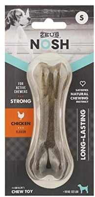 ZEUS Nosh Strong Chew Bone, Dog Chew Toys for Aggressive/Active Chewers, Long Lasting Chicken Flavor, Small