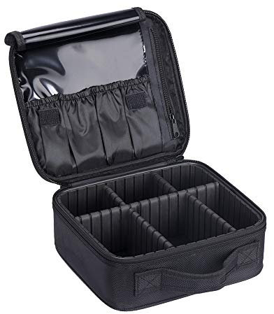 Kosmetiktasche,LOSMILE Reise Make-Up Tasche,Professionelle Kosmetischer Organizer Tasche Kosmetikkoffer Wasserdicht Schminktasche mit Einstellbaren Teiler. (m-schwarz)