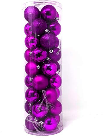 allgala 36 palline ornamentali natalizie da 5 cm, per albero di Natale, stile 4, viola