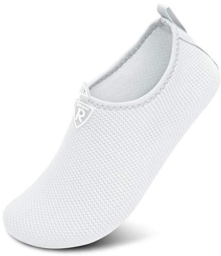 Racqua Wasserschuhe für Männer und Frauen, Barfuß, Strand, Schwimmschuhe, schnell trocknende Aqua-Yoga-Socken für Pool, Reisen, Kajakfahren, Fluss Weiß 36-37