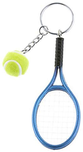 Zonfer Tennisschläger Schlüsselanhänger, Kreatives Keychain Sport Keyring Tennisball Keyring, Beutel-anhänger (blau)