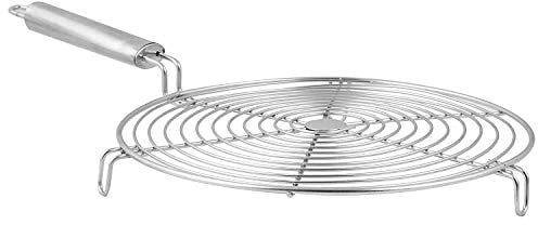 Kuber Industries Runder Bräter, Roti/Papad Jali-Griller mit Stahlgriff, Silber, Rechteckig, Edelstahl