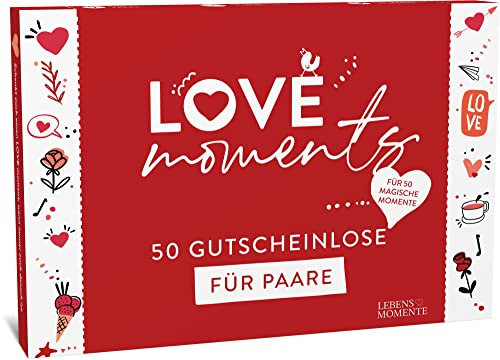 LIFEBOARD Love Moments Losbox für Paare - 50 Gutscheine - Liebe, Spaß und Spiel für Pärchen - Geschenk für Sie und Ihn - Geschenkidee Freund - Jahrestag - Hochzeitstag - Frauen - Männer