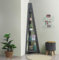 Timber Art Design UK Riva Scandinavian Retro Corner Ladder Bookcase 5 Tier Shelf Unit for Storage Modern Furniture for Bedroom, Living Room, Dark Grey - H 175.4 x W 34.2 x D 34.2 cm