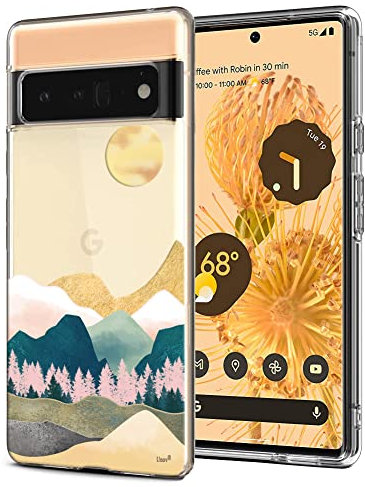 Unov Hülle Kompatibel mit Pixel 6 Pro Hülle klar Transparent Schlanke Schutzhülle Weich TPU Stoßstange Geprägtes das Muster Stoßdämpfung 6.7 Zoll (Sierra Berge)