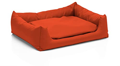 Juelle Kleinhundbett - Kleinhundkissen Abnehmbares Bezug, maschinenwaschbar, flauschiges Bett, Hundesofa Pola XXS-XL (Größe: S - 70x60 cm, Orange)