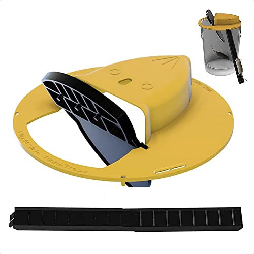 Casoter Rodent Control Slide Bucket Trap, Safe Indoor Outdoor Detachable Mousetrap Catcher, Diameter 30cm Rat Trap for Bucket, Yellow 1 Pack