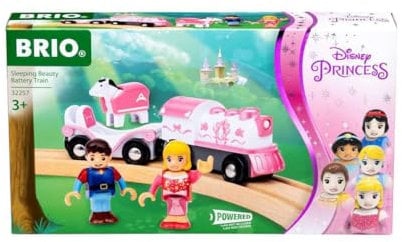 BRIO 32257 Disney Princess Dornröschen-Batterielok - Inklusive Prinzessinnen-Waggon, Prinz Phillip und Pferd Samson - Empfohlen für Kinder ab 3 Jahren
