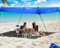 RLAIRN Tente de Plage Pop-up UPF50 + avec 4 poteaux Pliables, Pelle à Sable et Sac de Transport, Facile à Installer, Tente Portable familiale pour la Plage et Le Jardin