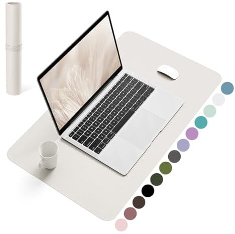YSAGi Schreibtischunterlage, Mauspad mit Leder und Rutchfeste Wildleder, Multifunktionales Office Mousepad Laptop Schreibunterlage, Tisch-Schutz Unterlage für Büro/Home-Office (Grau, 60x35cm)