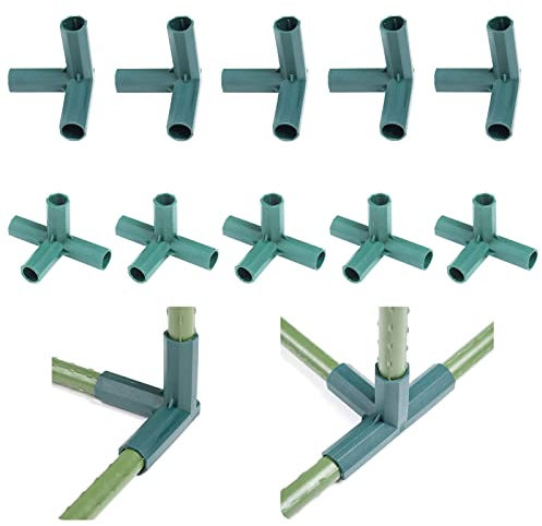 5Pcs 3 Way Greenhouse Frame Connecto & 5Pcs 4 Waybamboo Cane Connectors, 16mm Frame Furniture Connectors, Plastic Connectors Suitable for Garden Netting Frame and Heavy Duty Greenhouse, Plant Frame