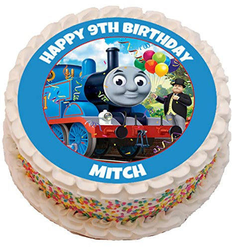 Thomas The Tank Engine Personalised PRECUT Cake Topper 7.5 Inch Round Edible Icing Sheet Birthday Decoration