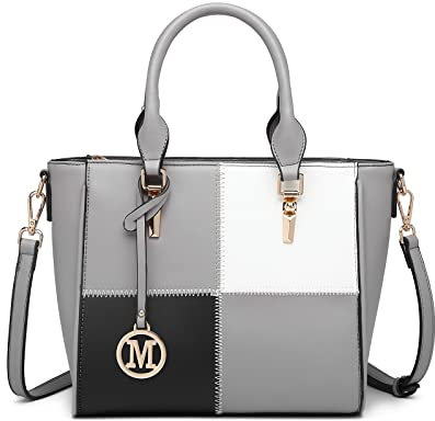 Miss Lulu Handbags for Women Color Block Match Shoulder Bag Lightweight Handbag Medium Top-Handle Bag