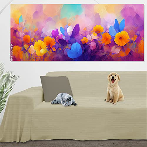 Byour3 - Wasserabweisend Sofaüberwurf Gemischt Baumwolle Schutz Haustieren Couch Sofabezug Also Von L U Form Sofa Sofaschoner Anti-Kratze Hunde Katzen Kinder Abwaschbar (Hell Elfenbein, 2/3 Sitzer)