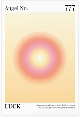 FABIVA Leinwandposter Angel Number 777 Law of Attraction, Schlafzimmer-Dekor, Sportlandschaft, Büro, Raumdekoration, Geschenk, ungerahmt, 20 x 30 cm