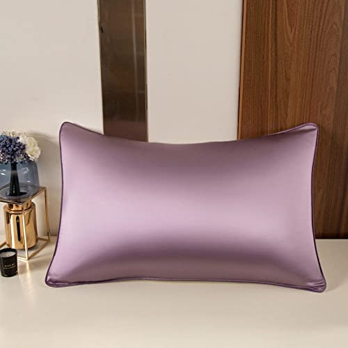Mulberry Silk Pillowcases Silk Pillowcases Pure Natural Silk Pillowcases Standard Queen King Size Pillowcases,Lilac purple,50x70cm