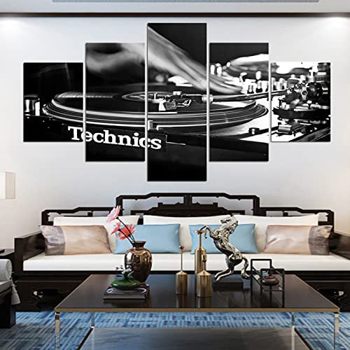 Targawerelax Leinwand-Wandkunst 5 Stück Leinwand Gemälde Drucke Bild Plattenspieler Plattenspieler Poster Wohnkultur Für Wohnzimmer Wandkunst Dekoration 100x55cm