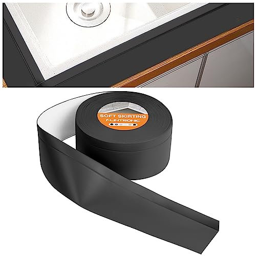 flintronic Sigillante Impermeabile, 15m/65mm Battiscopa Morbido PVC Sigillante Autoadesivo Nastro, Impermeabile, Antiolio e Antimuffa Utilizzato per Piastrelle da Cucina/Bagno, ecc, Nero