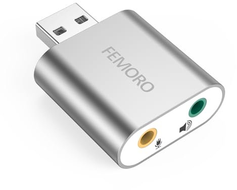 USB Sound Card, 7.1 Channel External Microphone Audio Jack Adapter Clear Sound for PC, Laptop, Mac, PS4, Headphone (Plug and Play No Drivers Needed)