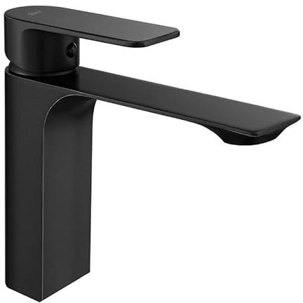 Rea ROBINET DE LAVABO URBAN BLACK BAS Mitigeur Salle de Bain en Laiton Monocommande Chaude et Froide Réglable Robinet de Lavage à la Main (noir mat)