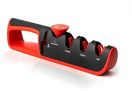 4 in 1 Affilacoltelliad Angolo Regolabile,affila coltelli da cucina professionale,3 fasi affilatore per coltelli,affilacoltelli manuale per lame dritte e dentellate