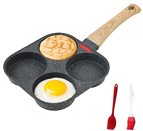 HUPECHAM 4-Cup Nonstick Granite Egg Frying Pan, Healthy, Versatile Breakfast Skillet for Eggs, Pancakes, Crepes, Compatible with Gas, Electric, Induction Stovetops