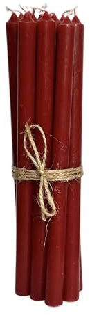 12er Pack dünne Stabkerzen H:20 cm Ø:1,3 cm div. Farben Brenndauer 2,5 Stunden Kerze Advent Weihnachten, Farbe:Rot