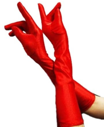 Generisch HAAC Handschuhe lang glänzend Farbe rot für Fasching Karneval Party