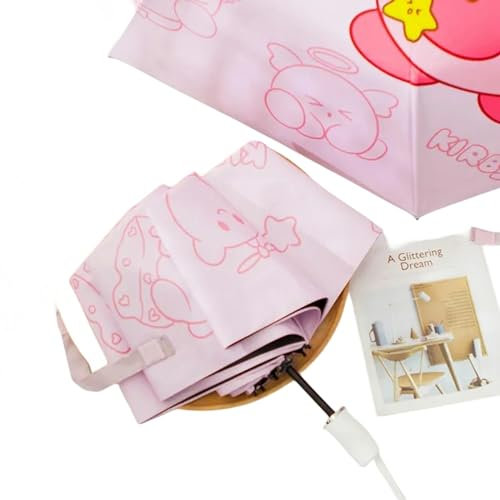 RINDE Regenschirm Kirby Cartoon Niedlich Vollautomatischer Parasol Parasol Falten Sie Sonnenschutz Uv -Schutz Kinder -Regenschirm-Handbuch