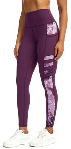 Tuspryt Sport Leggings Damen mit Taschen，Blickdicht Sporthose Damen lang Trainingshose Yogahose Fitnesshose Laufhose Leggings