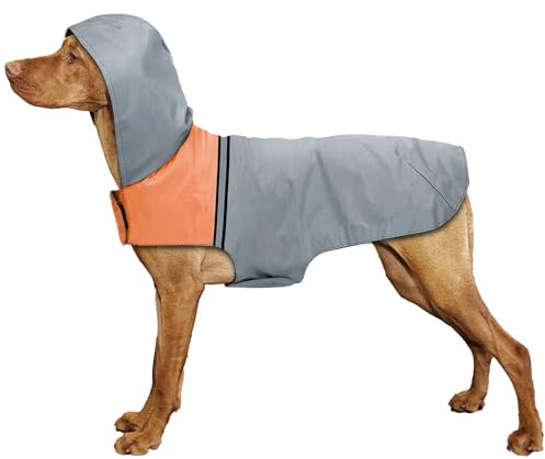 Impermeabile Cappottino Pioggia per Cani con Cappuccio, Ultraleggero Traspirante Antipioggia Riflettenti per Cani, Impermeabile da Pioggia Giacca per Cani di Taglia Piccola Medio e Grande (L)