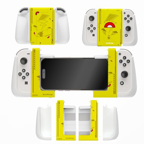 MystiForge ergonomic grip and clip for iPhone/Joycon/iOS, comfort mount for switch/switch oled, for Arcade, MFi, PS remote Play, Xbox Game Pass, Call of Duty, Genshin Impact, 3-in-1 grip&stand