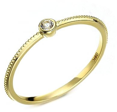 Lieson Verlobungsringe Frauen, Goldring Damen 750 18K Dünn Solitär Rund Weiß Topas Eheringe Gelbgold Große 60 (19.1)