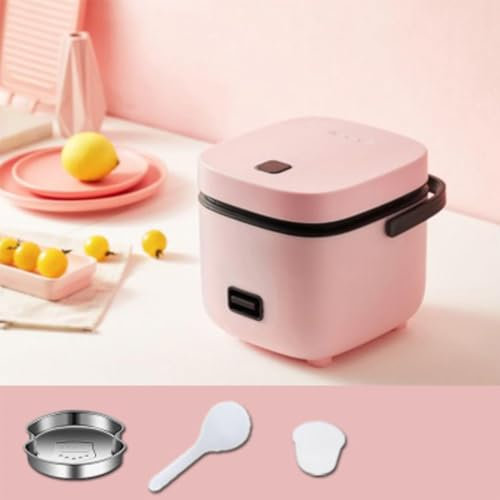 Japanese Rice Cooker Small for 2 People, Mini Rice Cooker Cookworks Electric Multi Cooker 1.2 L, High-Temperature Protection,Pink