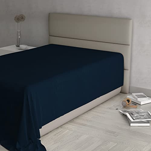 Max Color Bettlaken, 100% Baumwolle, einfarbig, Dunkelblau, französisches Bett, 180 x 300 cm