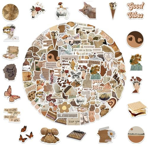 Vintage Art Collage Retro Journaling Supplies - 112 Pcs Vinyl Stickers - Aesthetic Laptop & Scrapbook Stickers