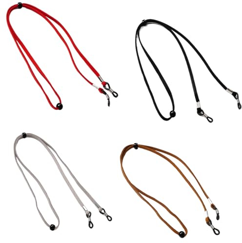 NJCXOLA 4 Stück Brillenband aus Leder, brillenkette, Universal Brillenbänder Brillenkette Einstellbarer Brille Cord für Damen und Herren