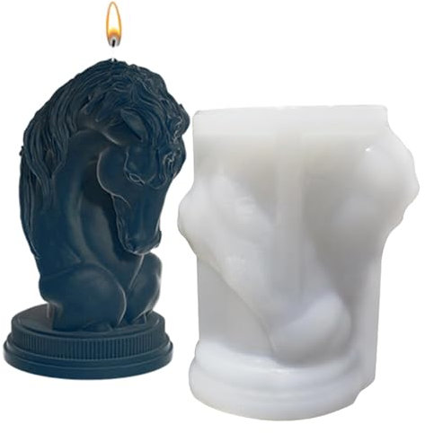 Jiimhte Moules À Bougies Animaux,Moules À Bougies en Silicone | Moules à Chocolat pour Chevaux | Moule en Silicone tête de Cheval pour Chocolat, moules d'animaux à dégagement Facile pour la Maison,
