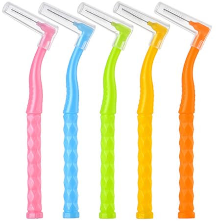 iCovalescent 50 Pezzi Spazzolini Interdentali, Angolati Scovolini Dentali Morbido con Coperchio, Scovolino per Pulizia Denti, per Pulizia Denti Rimuove la Placca Batterica(5 Colori e 5 Misure)