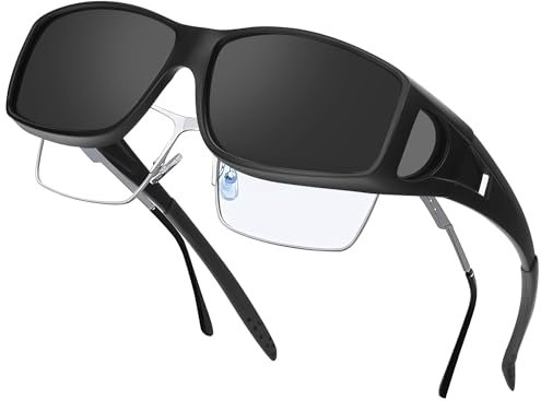 Nlieanuc Überzieh Sonnenbrille Polarisiert Sonnenüberbrille für Brillenträger Herren Damen mit UV400 für Autofahren Wandern Angeln Überbrille