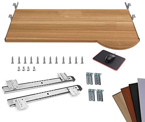 Adjustable Keyboard Tray with Sliding Drawer Desk Height Extension Support Rail Under Desk Shelf Organizer