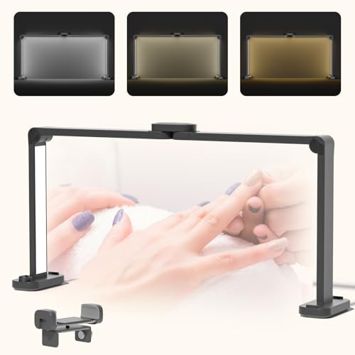 33.5inch Half Moon Lamp Foldable Nail Desk Lamp 3000K-6000K Dimmable Nail Light for Desk 40W Square LED Nail Tech Lampwith Phone Holder for Nail Tech, Lash Eyelash Extension, Tattoo, Eyebrows