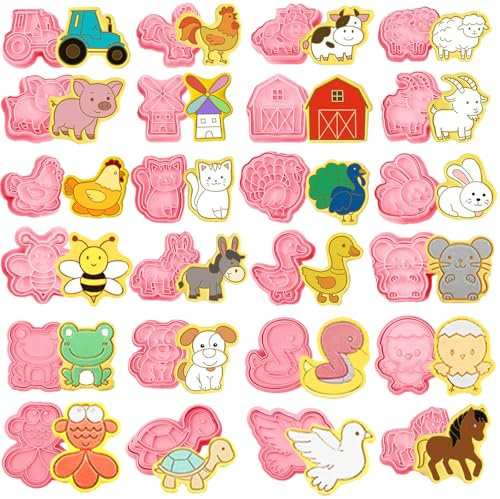 Joinor Lot de 24 emporte-pièces animaux de la ferme - Outils de cuisson pour gaufrage