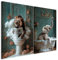 murando - Ensemble de 2 tableaux d'art décoratif 40x30 cm - Impression sur toile murale peinture - Un lion lisant un journal et un éléphant dans une baignoire pleine de mousse g-H-10138-b-a